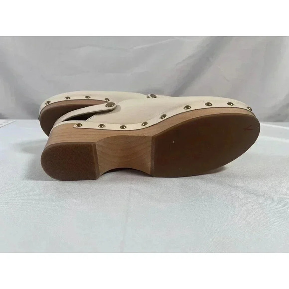 J.Crew Clogs Womens Size 10 Convertible Leather Ivory Heel Strap Chunky Studded - Picture 4 of 11